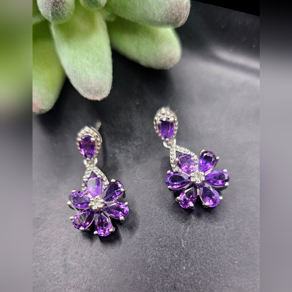 Amethyst and Zircon Earrings